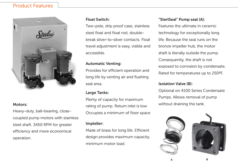 4100 condensate features product features